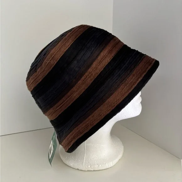 NWT San Diego Hat Company Mixed Brown & Black Small Brim Ribbon Bucket Hat - Picture 2 of 7